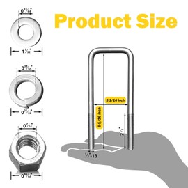 SENKEYFE 4 Pcs 304 Stainless Steel Square U-Bolts with Washers & Nuts, 1/2"-13 Thread Leaf Spring U Bolts, 1/2"D x 3-1/16"W x 4-5/16"L Trailer U Bolts Marine Kit for Replacement Parts Automobiles Boat