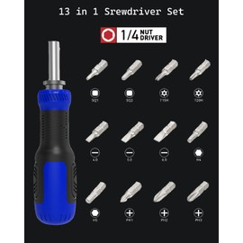 Yosinda 13-in-1 Multi-Bit Screwdriver Set - Super Durable, Comfortable Cushion-Grip Handle, Ergonomic Design for Hard-to-Reach Areas - Ideal for Home Maintenance Tasks