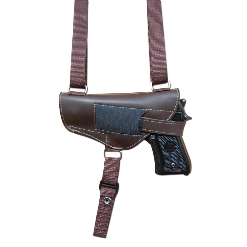 Barsony Horizontal Brown Leather Shoulder Holster for Walther PPQ PPX