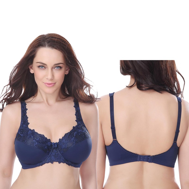 Curve Muse Women's Plus Size Minimiser Underwired Bra with Lace