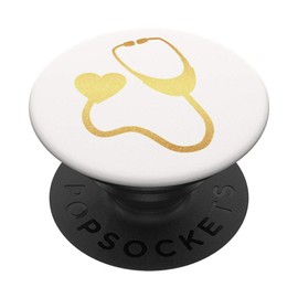 Stethoscope with Heart, gold, white background