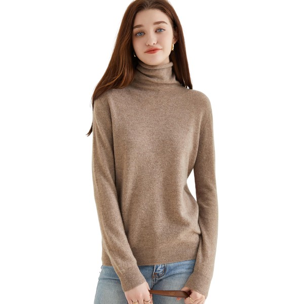 Chanyarn Women's Turtleneck Pullover 100% Merino Wool Autumn Winter Basic