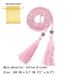 FAIRYGATE Pink Tassel Belt for Robe Women's Fashion Style Waist Braided Casual Belts for Jeans Dress Pants Waistband A1223