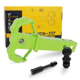 A-BOAR Tow Hitch Step for 2" Receiver, Trailer Hitch Hooks with 2in Ball Mount and Trailer Hitch Pin, Drop Forged Steel Truck Hitch Step, 14 Ton (30000 Lbs) Max Break Strength Tow Hitch Step, Green