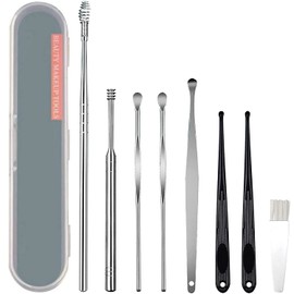 8 Pcs Ear Pick Earwax Removal Kit, Uramoto Ear Cleansing Tool Set, Ear Curette Ear Wax Remover Tool with a Cleaning Brush and Storage Box