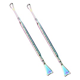 Baluue 2pcs Facial Skin Care Tool Blackhead Shovel Stainless Steel Pore Extractor Pore Scraper Nose Scraper