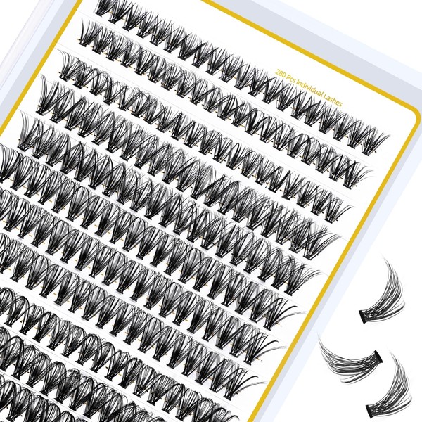 Lash Clusters 280 Pcs 30D-0.07D-10mm B&Q LASH Individual Lashes 10D