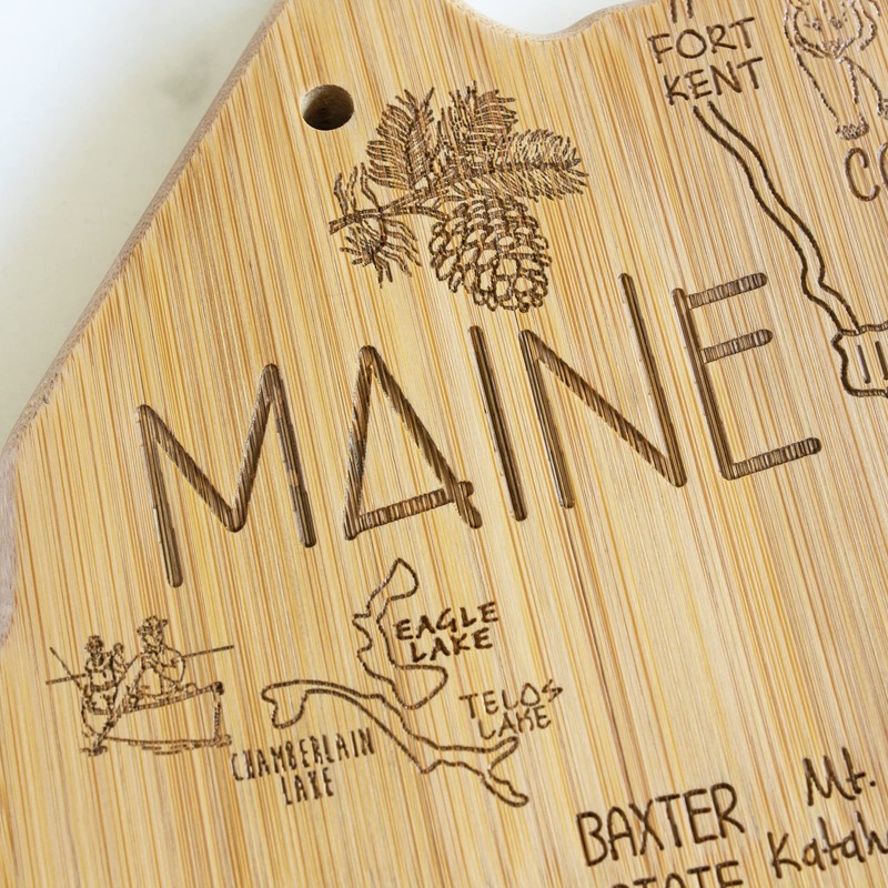 Totally Bamboo Destination Maine State Shaped Serving and Cutting Board,