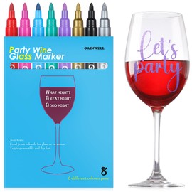 GAINWELL Weinglas Marker Stifte - 8-teiliges Set zur lebensmittelechten Beschriftung von Gläsern - Ideal für Partys - Wiederverwendbar, MEHRWEG