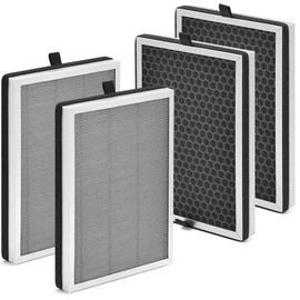 AMOYFILTER 4 Pcs JF260 Replacement Filter Compatible with Jafanda JF260 Air Pur-ifiers, H13 Ture HEPA Air Filter for Home, Honeycomb Activated Carbon for Smoke, Dust, Odors