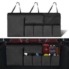 NEWFOM Car Trunk Organizer, Backseat Hanging Organizer with Storage Pockets for SUV, Truck, Van, Collapsible Trunk Organization for Car Accessories (Black, 40" x 18")