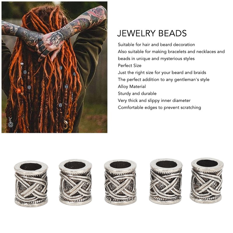 20PCS Beard Beads Retro Alloy Multipurpose Hair Tube Beads for