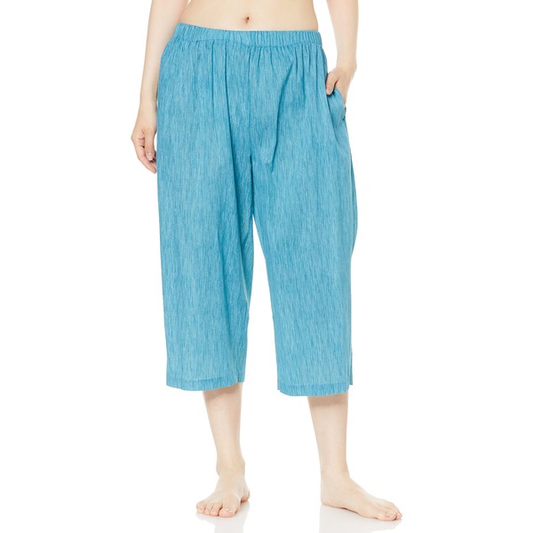 Chijimi Takashima Cool Loose Home Pants, Turquoise Blue, L