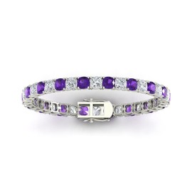 Silver Smile 925 Sterling Silver Ameysht Gemstone Bracelets for Women and Girls|Attractive Tennis Bracelet in 7.25" Length with Secure Lock |Comes in a Suede Pouch
