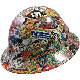 Sticker Bomb 4 Design Hydro Dipped Hard Hat Full Brim