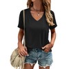Womens Summer Tops Short Sleeve V-Neck Tshirts Soft Basic Tees