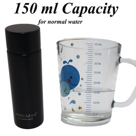 Thermos Flask Small Dopper Stainless Steel 150 ml Mini Size Drinking Bottle Stainless Steel #316 (Black)