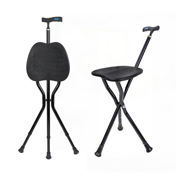 UNLICON-Folding Cane Stool with Seat – Lightweight Adjustable Walking Cane