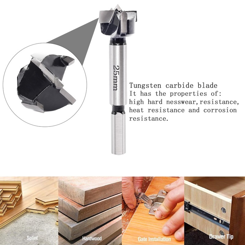 Sinoprotools HW Forstner Drill Bit Diameter 25 mm, 10 mm
