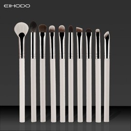 10-Piece Professional Eye Makeup Brush Set 10-Piece Eye Brush Set with White Handle 2ea