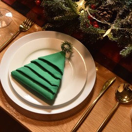 KOFFOTA Green Cloth Napkins Cotton Set of 6 Christmas Decorations for Dinning Table Thick Absorbent Durable Healthy for Everyday Use Parties Festivals(Christmas Green)