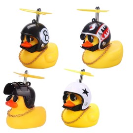 Saituo Home Pack of 4 Squeaky Duck Bicycle Mini Rubber Ducks Bath Duck Funny Bicycle Bell Funny Motorheads Rubber Duck Bicycle Horn for Car Decoration Interior Accessories Bicycle Accessories