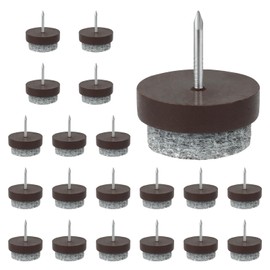 Flintronic 20PCS Furniture Pads Floor Protectors, 24mm Diameter Chair Leg Floor Protectors, 5MM Thick Felt Pads for Furniture Feet with Easy Nail Installation, Non-Slip for Parquet Laminate (Brown)