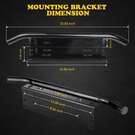 AUXTINGS 22.8 inch Aluminum Bull Bar Front Bumper License Plate Mount Bracket Holder for Offroad LED Light Bar,Black
