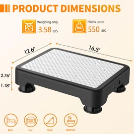 Ronlap One Step Stools for Adults, Portable Safety Step Platform for Seniors Small Plastic Bedside Step Stool Mobility Wide Step Stools Elderly Assistance for Shower Bed Car Stair Outdoor, Black-White