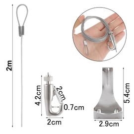 Picture Rail, Diameter 0.6 inch (1.5 mm) x 6.6 ft (2 m), Wire Hooks, 4 Pieces, Hanging Brackets, Includes Free Brackets, For Picture Frames, Wall Hangings, Exhibitions, Gypsum Boards, Drop Prevention
