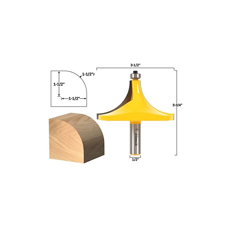 YONICO 13171 1-1/2-Inch Radius Round Over Edge Forming Router Bit