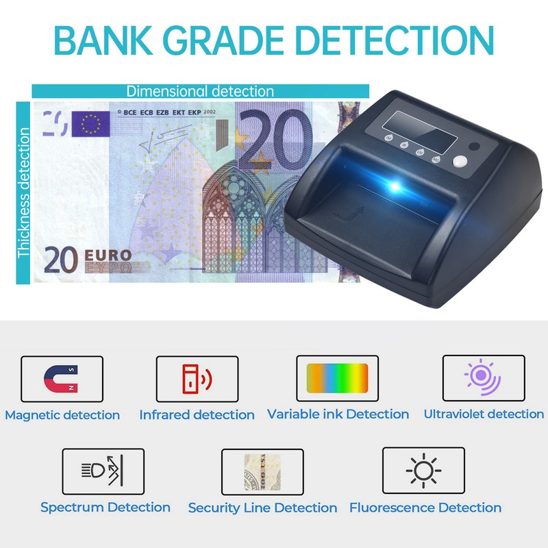 Mini UV Counterfeit Bill Detector EUR Money Counter Automatic Money