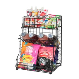X-cosrack X-cosrack 3-Tier Snack Organizer Rack Bins with Adjustable Tilting Design for Pantry Storage,Metal Wire Snack Holder for Kitchen Bathroom Cabinets Countertops