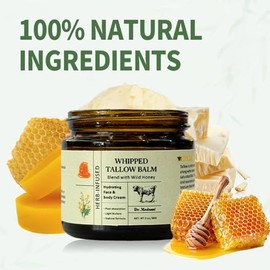 Bálsamo para la piel de Tallow and Honey Balm para la cara, crema hidratante para la piel de ternera alimentada con pasto y bálsamo de miel, fórmula natural para pieles secas y sensibles (1)