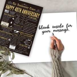 Londue 40th Anniversary Card for Men Women, Funny 40 Years Anniversary Decorations Gifts for Couple Husband Wife, Ruby Gifts for 40 Years Wedding Valentines Birthday Anniversary Day