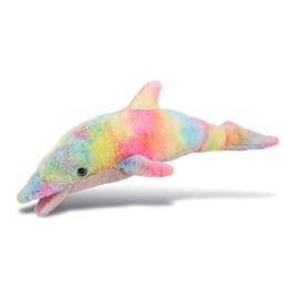 DolliBu Rainbow Dolphin Stuffed Animal – Soft Huggable Dolphin Stuffed Toy, Adorable Playtime Ocean Plush Toy, Cute Cuddle Gifts for Kids and Adults – 18 Inches