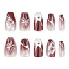 KTAABTR 24Pcs Wine Red Press on Nails Long Almond Nails