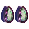 PUNKYOUTH Surgical Steel Teardrop Zircon Double Flared Ear Tunnels and