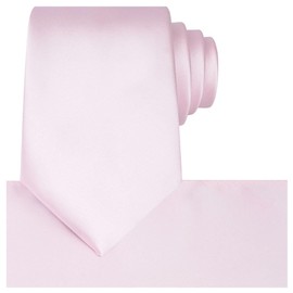 KissTies - Juego de corbata de satén para hombre y corbata cuadrada de bolsillo, Rosado (Petal Pink), Talla única