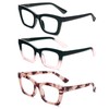MMOWW 3-Pack Rechteckige Lesebrillen Für Frauen, übergroße, Quadratische Rahmen, Anti-Blaulicht-Brille