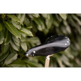 Gusti Fahrradsattel Leder - Bernard H. Sattel Fahrrad Ledersattel Cityrad Vintage Retro Damen Herren echt Leder Schwarz