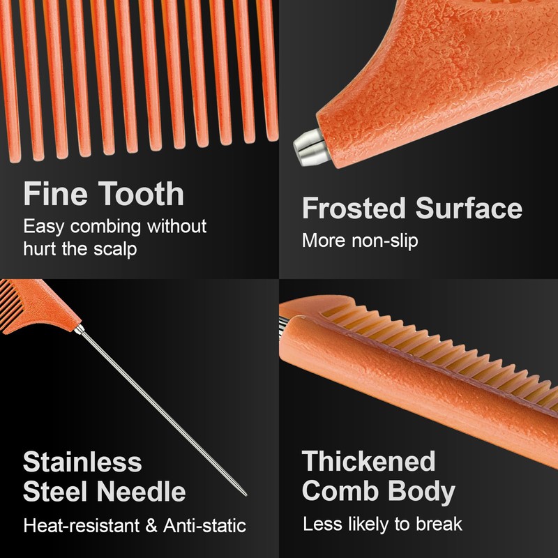 Jurrissa Rat Tail Combs for Parting,Protable Retractable Rat Tail Comb-Parting
