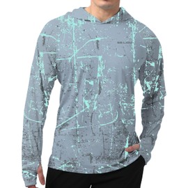 Men's UPF 50+ Fishing Shirts for Men Long Sleeve UV Sun Protection Tee Tops Light Grey X-Large
