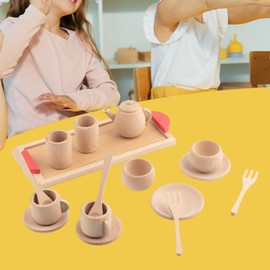 MagiDeal Wooden Pretend Afternoon Tea Set Pretend Play Kitchen Toy Party Favor Toddlers Afternoon Tea Time for Boys Girls