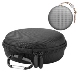 VBESTLIFE Bluetooth-Lautsprecherhülle, Tragbare -Runde Bluetooth-Lautsprecher Reise tragen Tasche für B & O BeoPlay A1 Wireless-Lautsprecher mit Karabiner, schwarz