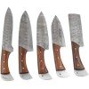 Wild Turkey Handmade Damascus 5pc Kitchen Chef Knife Gaming Set