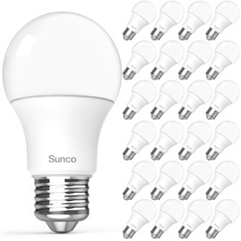 Sunco 24 Pack LED Light Bulbs, E26 Base Lamp Bulbs A19, [Focos LED para Casa], 3000K Warm White, 8W (60 Watt Equivalent), 850 LM, Non-Dimmable, 25000 Lifetime Hours for Bedroom, Bathroom UL