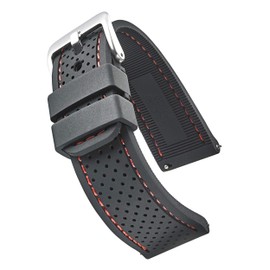 STUNNING SELECTION Premium Quality Sporty Silicone Waterproof Watch Band with Quick Release - Soft Rubber Watch Strap - Assroted Colors - 20MM, 22mm and 24mm, BLACK-RED, 22mm, Modern