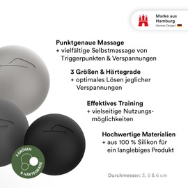 STRYVE Faszienball 3er Set klein, Massageball gegen Verspannungen, Lacross-BallMassage, Faszien-Kugel zur Selbstmassage & Triggerpoint-Therapie