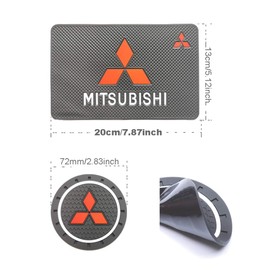 Bettway Car Coasters - 2PC 2.83in Cup Holder Pad & 1PC Silicone Anti-Slip Mat for Mitsubishi Auto SUV